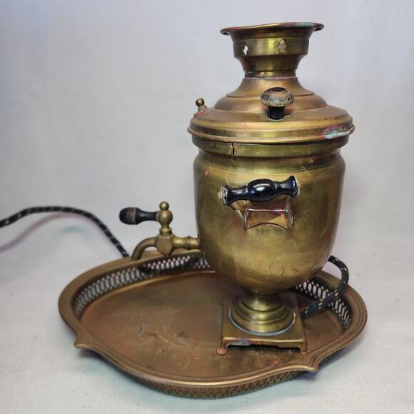 11" Samovar Russian Tula brass antique electric cord Stamped - Picture 3 of 15